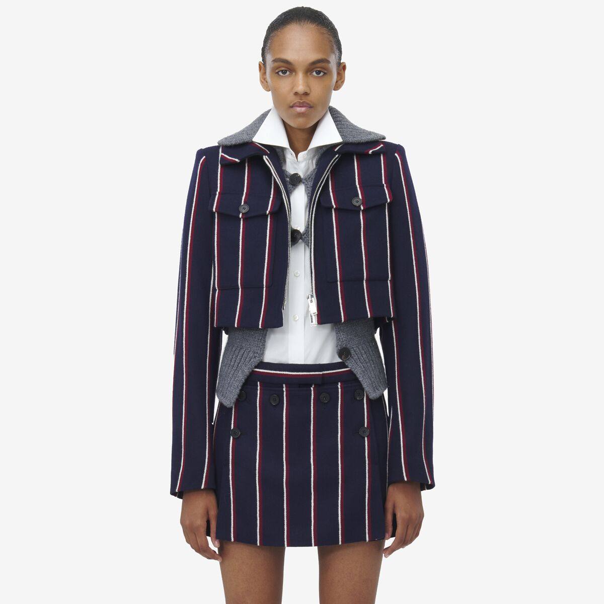 ALEXANDER MCQUEEN - College Stripe Cropped Jacket - Item 811427QKABF431